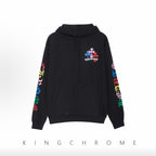 All-Over Cross Print Long-Sleeve Hoodie