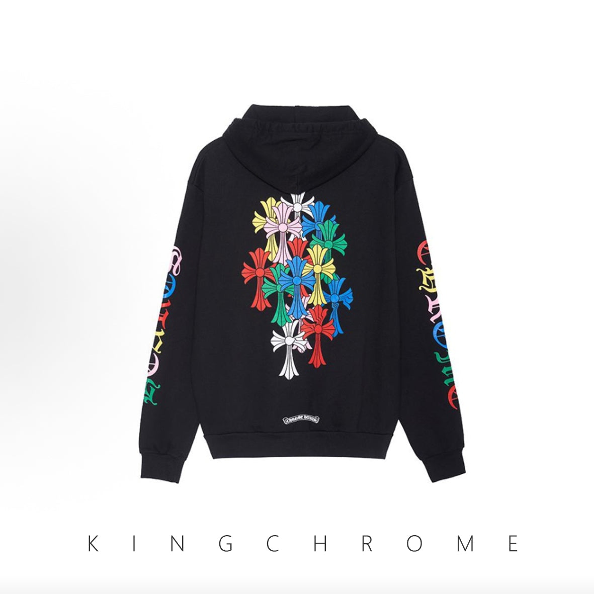 All-Over Cross Print Long-Sleeve Hoodie