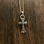Teardrop-Ring Double-Layer Cross Pendant