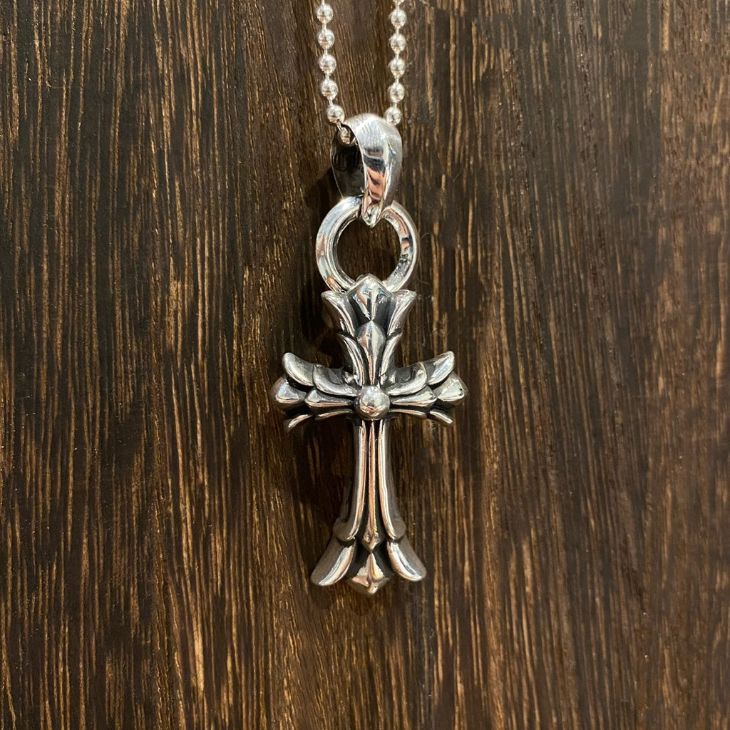 Teardrop-Ring Double-Layer Cross Pendant