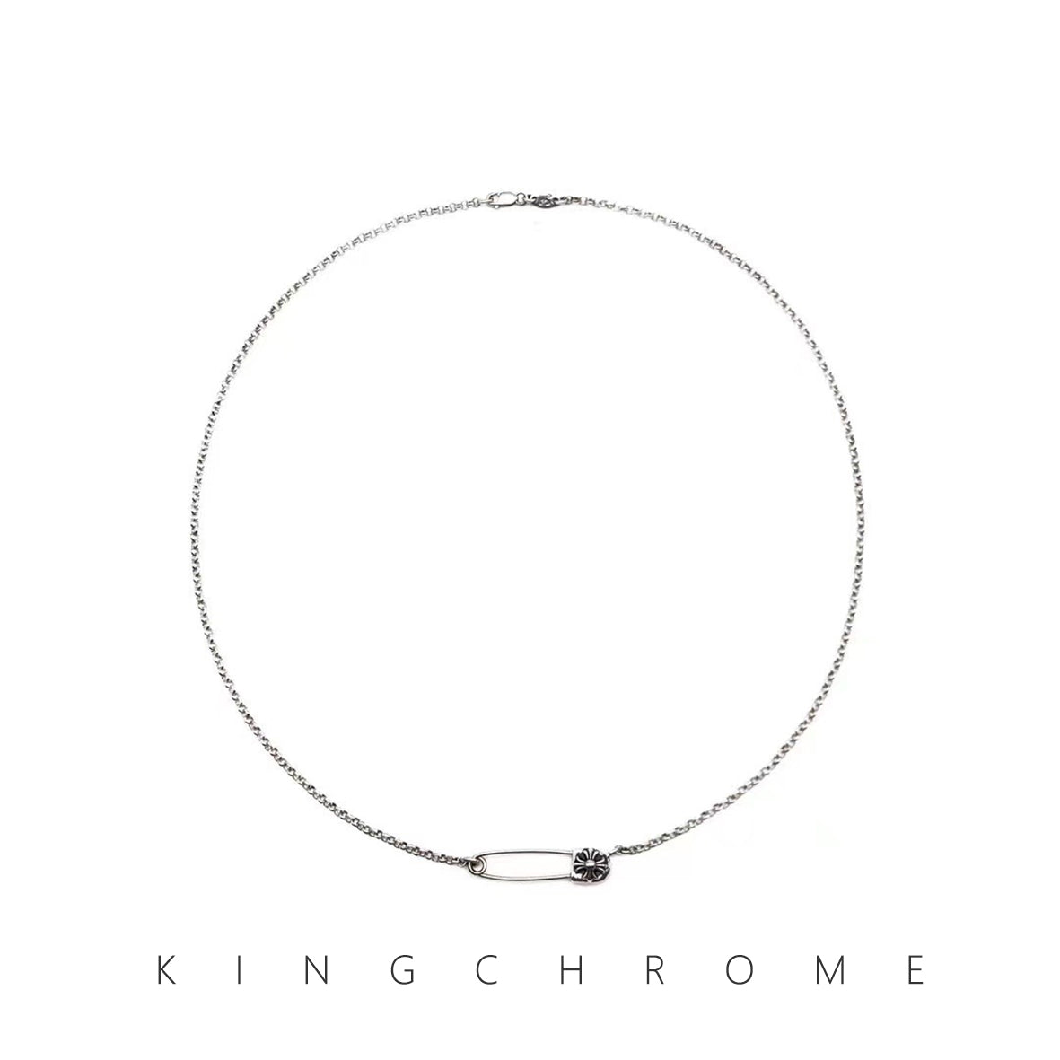 Safety Pin and Ring Necklace