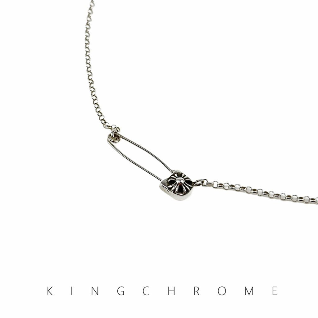Safety Pin and Ring Necklace