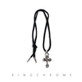 Leather Cord Medium Flame Cross Necklace