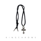 Leather Cord Medium Flame Cross Necklace