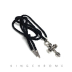 Leather Cord Medium Flame Cross Necklace