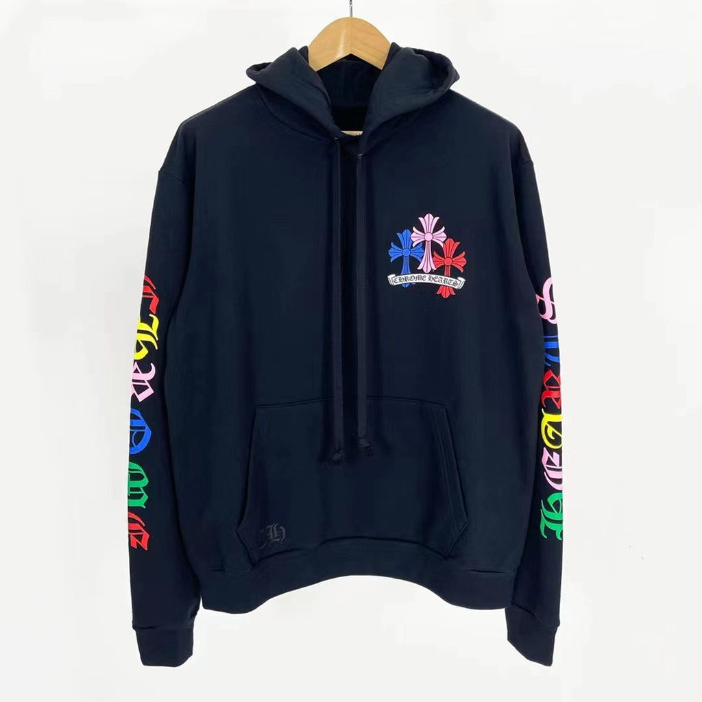 All-Over Cross Print Long-Sleeve Hoodie