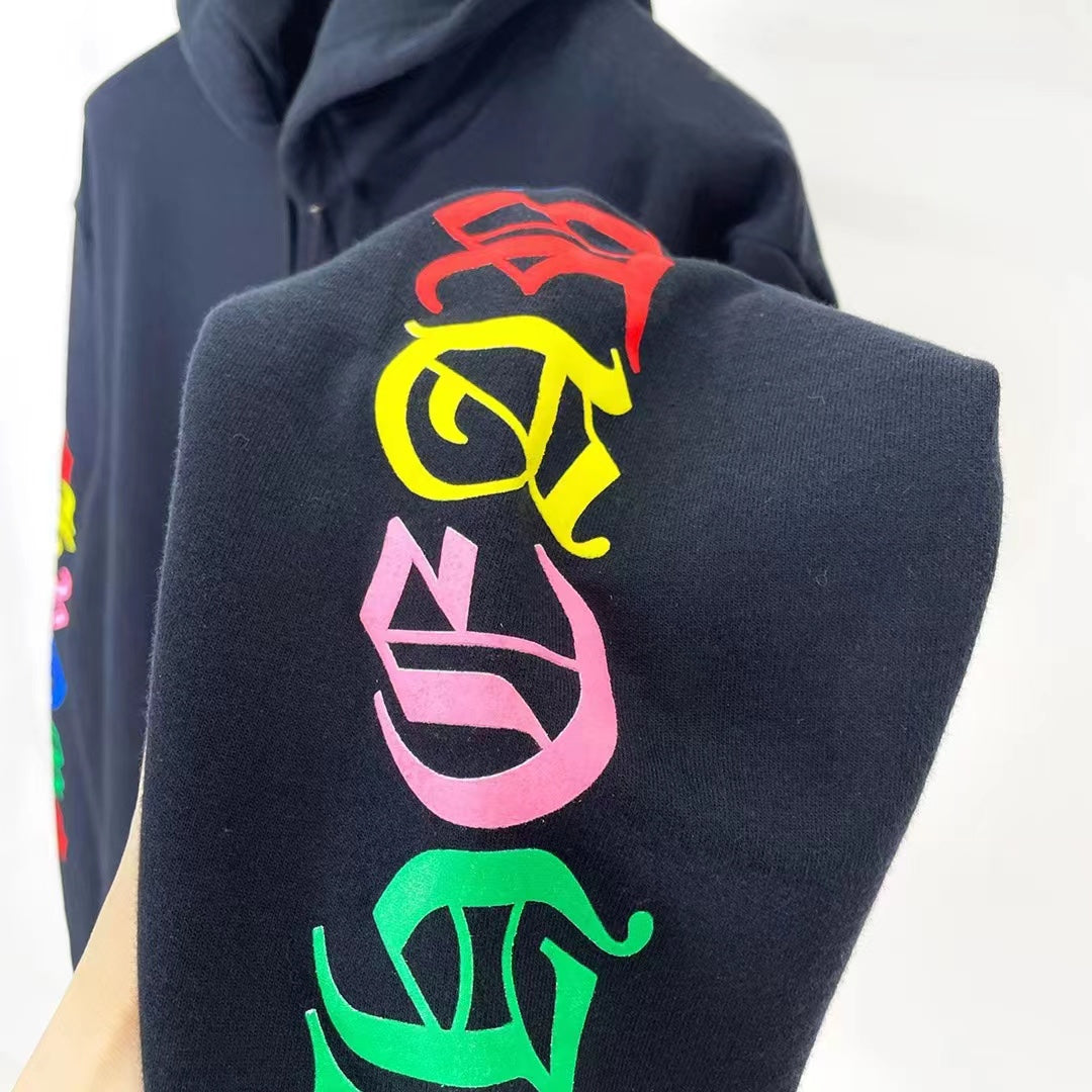 All-Over Cross Print Long-Sleeve Hoodie