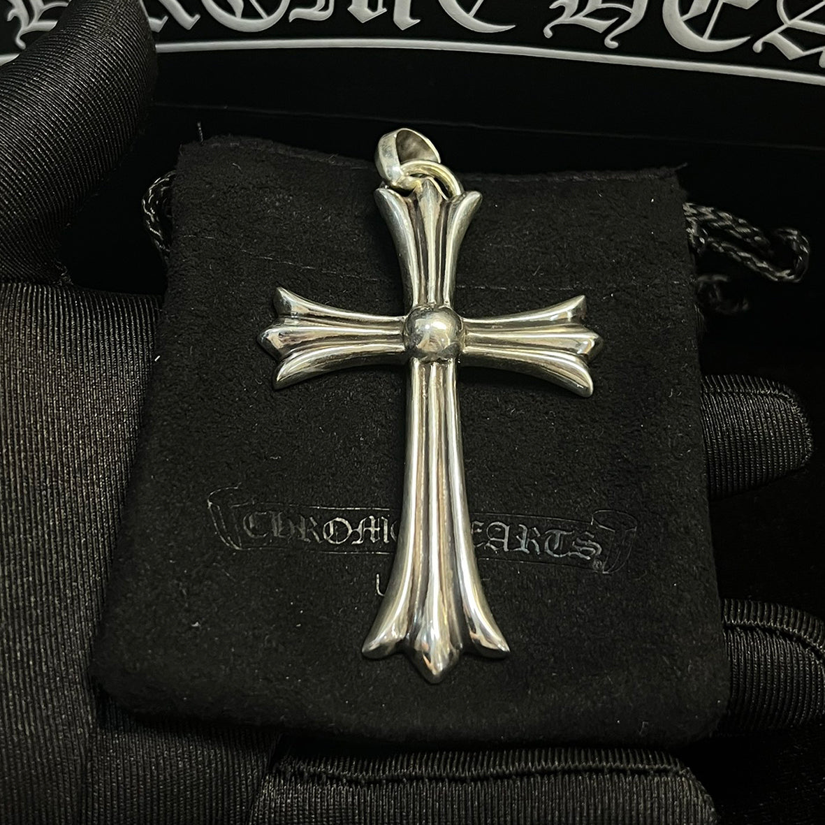 Large teardrop cross pendant
