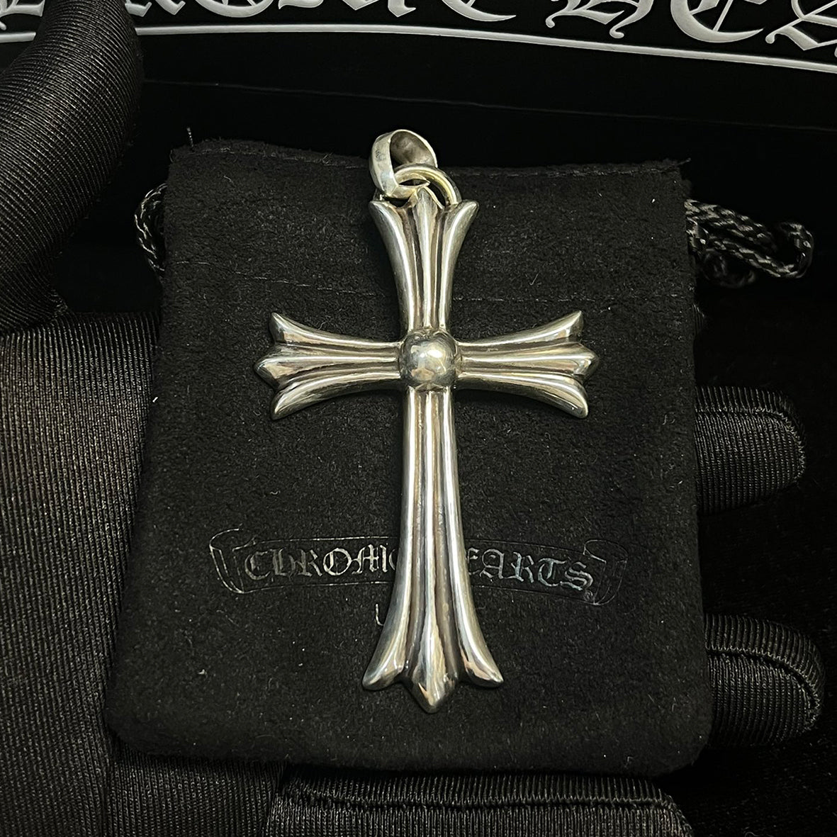 Large teardrop cross pendant