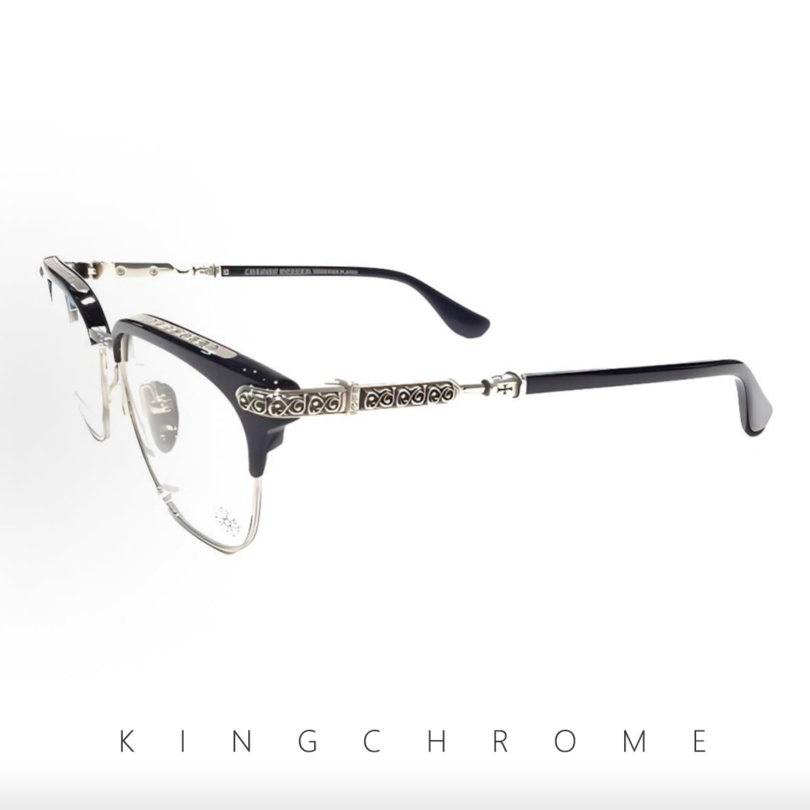 Classic vine-patterned black-rimmed glasses