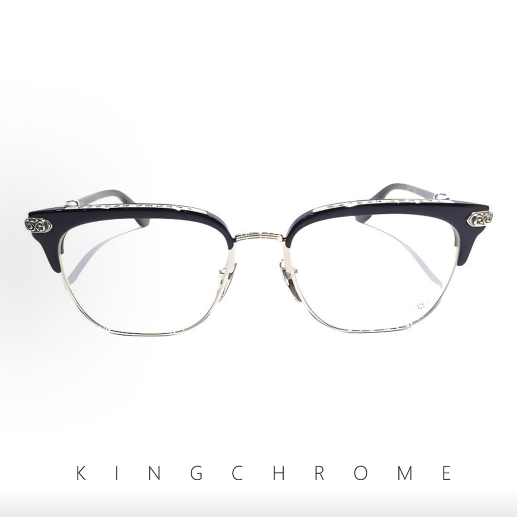 Classic vine-patterned black-rimmed glasses