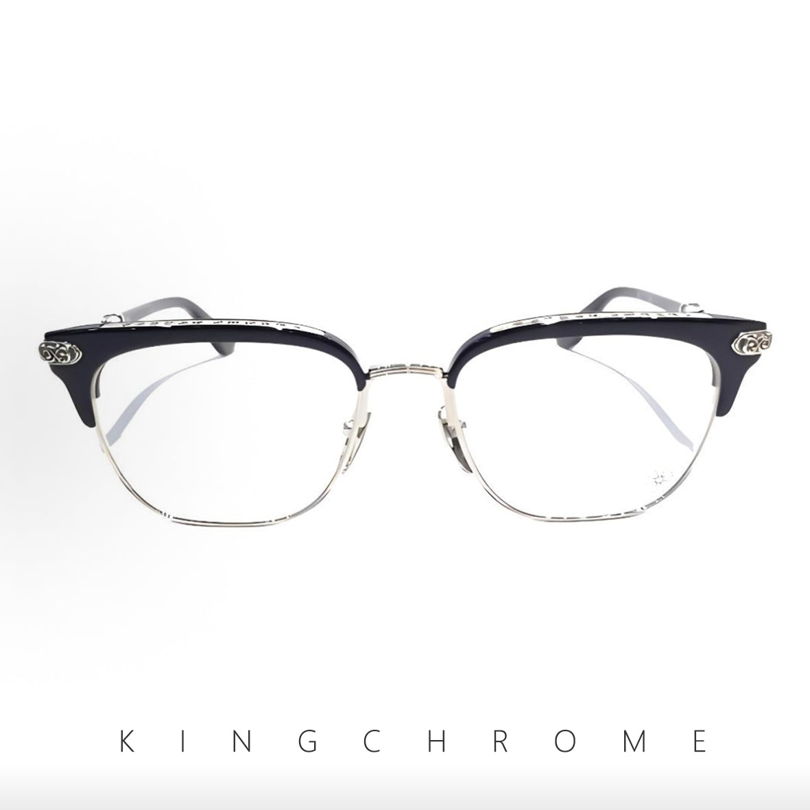 Classic vine-patterned black-rimmed glasses